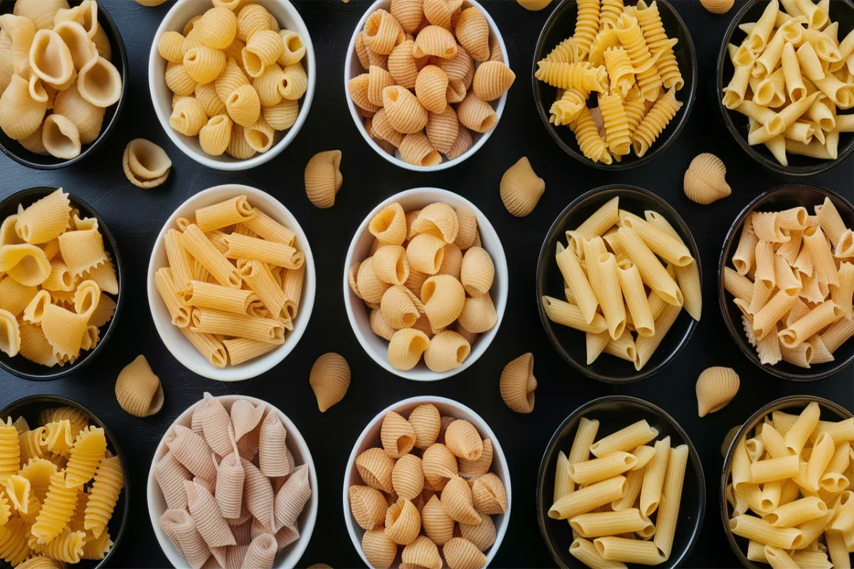 Assortment of top orecchiette pasta substitutes on a black table