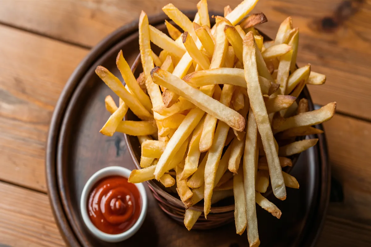 French fries served with dipping sauce