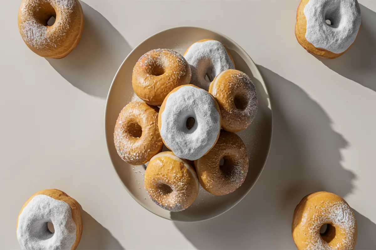 Fluffy yeast donuts topped with glaze