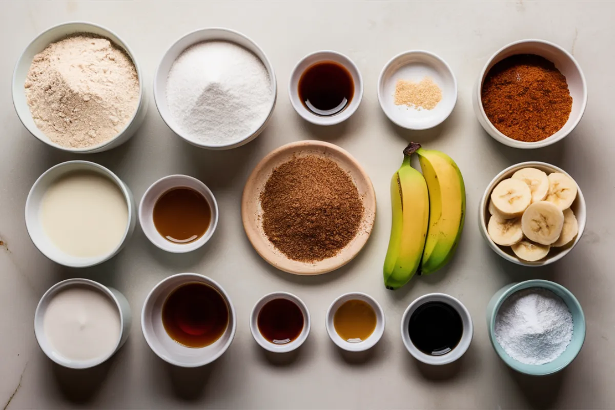 Ingredients for Bananas Foster Pancakes