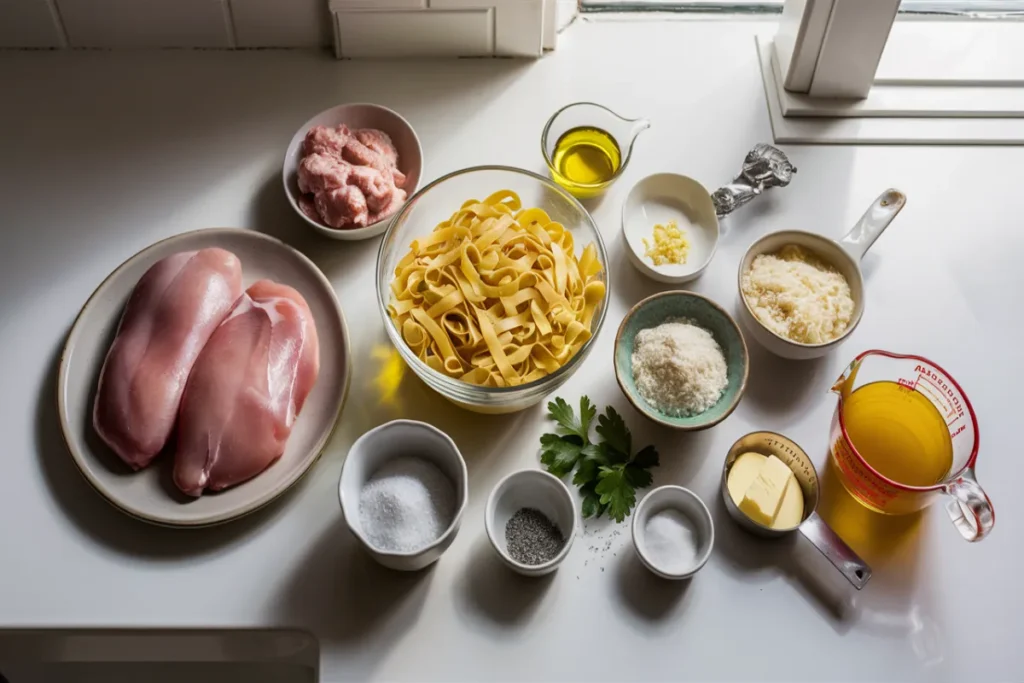 Ingredients for Garlic Parmesan Chicken Pasta